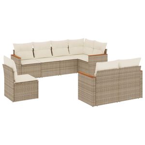 vidaXL Set Divano da Giardino 8 pz con Cuscini Beige in Polyrattan
