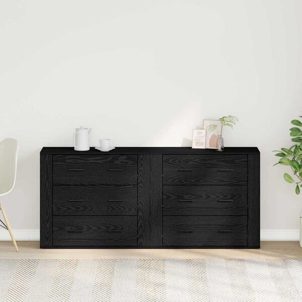vidaXL Credenza Rovere Nero 160 x 33 x 70 cm Legno multistrato