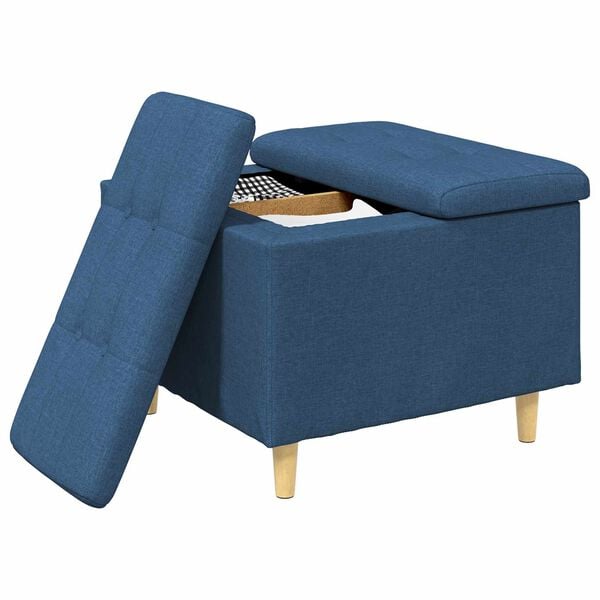 vidaXL Sgabello Button con cuscino Blu 60 x 60 x 45 cm Tessuto