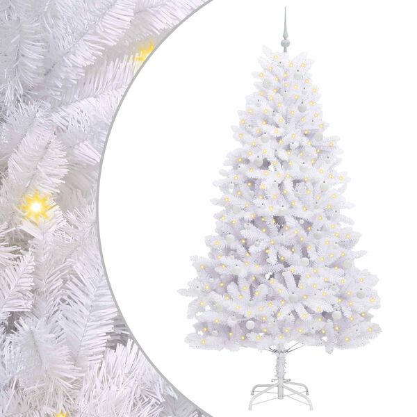 vidaXL Albero di Natale Artificiale con Rami Pieghevoli Bianco 240 cm