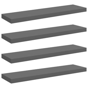 vidaXL Scaffali a Parete 4 pz Grigio Lucido 90x23,5x3,8 cm in MDF
