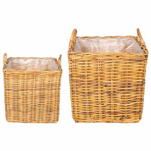 vidaXL Cestino per Piante GENDT 2 pz Marrone Naturale Rattan Kubu