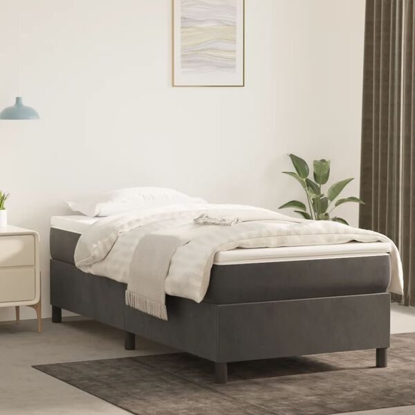 vidaXL Struttura Letto a Rete a Molle Grigio Scuro 100x200 cm Velluto
