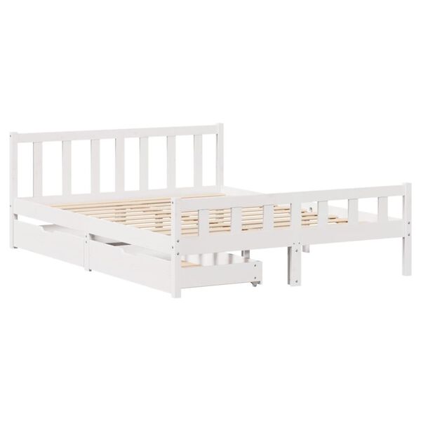 vidaXL Letto senza Materasso Bianco 160x200 cm Legno Massello di Pino