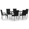 vidaXL Set da Pranzo da Giardino 7 pz Nero in Polyrattan