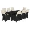 vidaXL Set da Pranzo da Giardino 9 pz con Cuscini Nero in Polyrattan