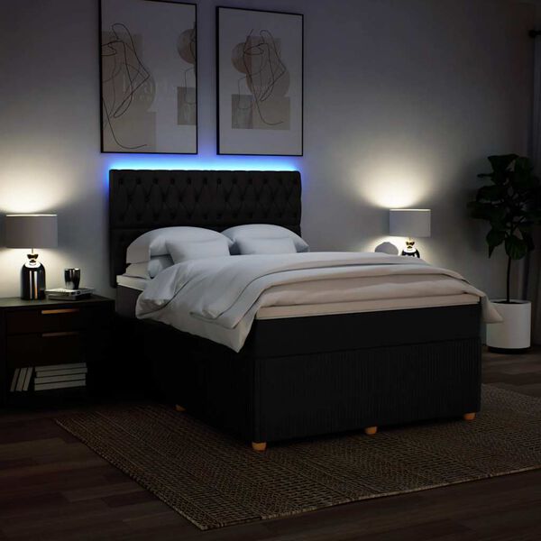 vidaXL Giroletto a Molle con Materasso Nero 140x200 cm in Tessuto