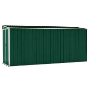 vidaXL Capanno Giardino a Parete Verde 118x382x178 cm Acciaio Zincato