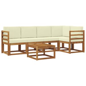 vidaXL Set di divani da esterno con cuscino 6 pcs Naturale e Crema