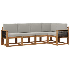 vidaXL Set di divani da esterno 5 pcs Naturale e Grigio Chiaro
