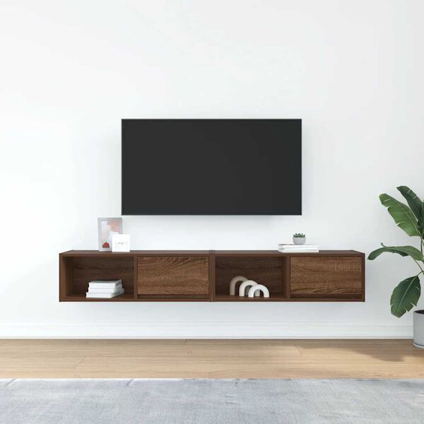 vidaXL Mobili TV 2 pz Rovere Marrone 80x31x25,5 cm Legno Multistrato