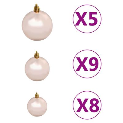 vidaXL Albero di Natale Preilluminato con Palline Oro 120 cm PET