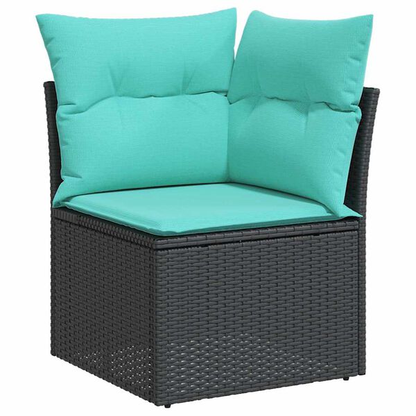 vidaXL Set Divani da Giardino 10 pz con Cuscini Polyrattan Acacia Nero