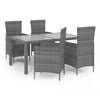 vidaXL Set da Pranzo da Esterno 5 pz con Cuscini in Polyrattan Grigio