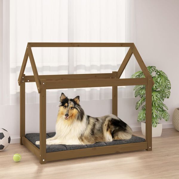vidaXL Cuccia per Cani Ambra 101x70x90 cm in Legno Massello di Pino