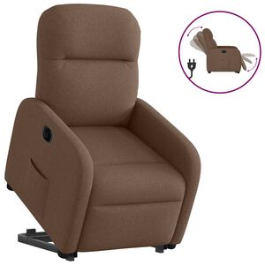 vidaXL Poltrona Alzapersona Reclinabile Elettrica Marrone Tessuto