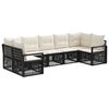 vidaXL Set Divano da Giardino 7 pz 7-Numero di posti Nero polyrattan