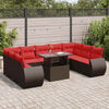 vidaXL Set Divani Giardino 10 pz con Cuscini Polyrattan Marrone Acacia