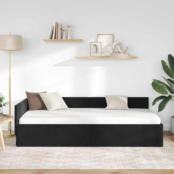 vidaXL Cornice del letto ad angolo Nero 80 cm x 200 cm Velluto