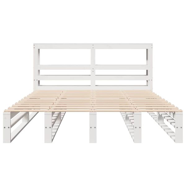 vidaXL Giroletto con Testiera Bianco 140x190 cm in Legno Massello Pino