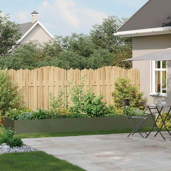 vidaXL Fioriera Verde Oliva 360x80x40 cm in Acciaio