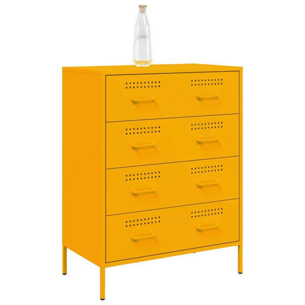 vidaXL Credenza Giallo Senape 68x39x89 cm in Acciaio