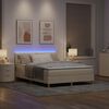 vidaXL Letto a Sorgente LED con materasso Crema 160 x 200 cm Tessuto