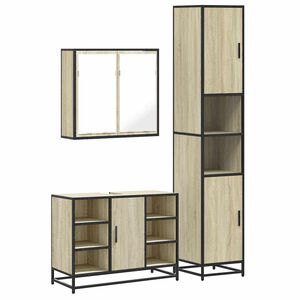 vidaXL Set Mobili da Bagno 3 pz Rovere Sonoma in Legno Multistrato