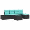 vidaXL Set Divano da Giardino 6 pz Nero polyrattan