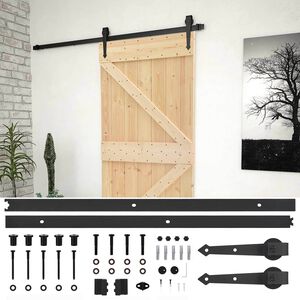 vidaXL Porta scorrevole Naturale e Nero 80 x 210 cm