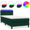 vidaXL Letto a Molle con Materasso e LED Verde Scuro 90x220 cm Velluto