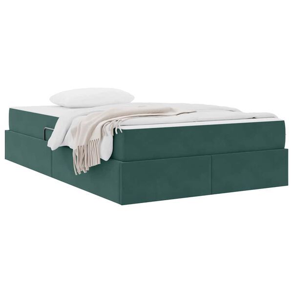 vidaXL Letto con contenitore e materasso Verde Scuro 120 x 200 cm