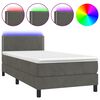 vidaXL Letto a Molle con Materasso e LED Grigio Scuro 90x200cm Velluto