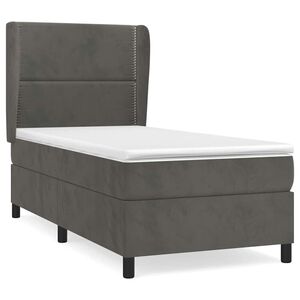 vidaXL Giroletto a Molle con Materasso Grigio Scuro 80x200 cm Velluto