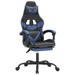 vidaXL Sedia da Gaming con Poggiapiedi Nero e Blu in Similpelle