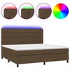 vidaXL Letto a Molle Materasso e LED Marronescuro 200x200cm in Tessuto