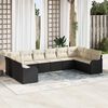 vidaXL Set Divano da Giardino 10 pcs Nero e bianco polyrattan
