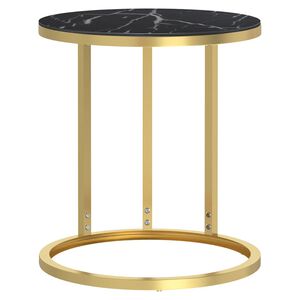 vidaXL Tavolino Oro e Marmo Nero 45 cm in Vetro Temperato
