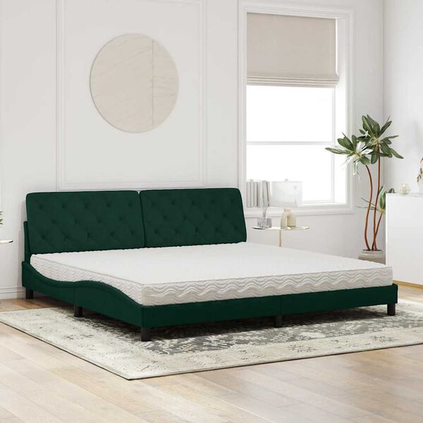 vidaXL Letto con Materasso Verde Scuro 200x200 cm Velluto