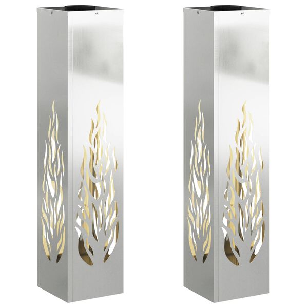 vidaXL Faro LED solare per sentieri 2 pcs Argento Acciaio zincato