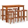 vidaXL Set da Bar da Giardino 7 pz in Legno Massello di Acacia