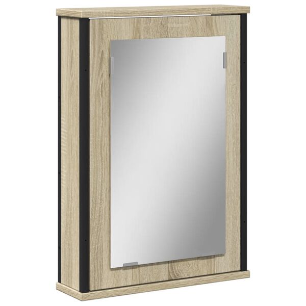 vidaXL Mobile Bagno con Specchio Rovere Sonoma 42x12x60 cm Multistrato