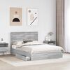 vidaXL Letto con Contenitore con testiera Grigio Sonoma 150 x 200 cm