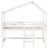 vidaXL Letto Soppalco con Scala e Tetto Bianco 90x190 cm Massello Pino