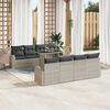 vidaXL Set Divano da Giardino 9 pcs Grigio chiaro polyrattan