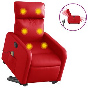 vidaXL Poltrona Alzapersona Reclinabile Elettrica Rossa in Similpelle