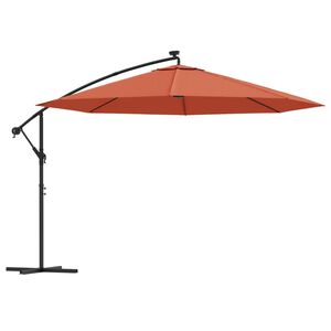 vidaXL Ombrellone a Sbalzo con LED Terracotta 350 cm