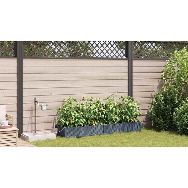 vidaXL Vaso da giardino 4 pcs Grigio Chiaro Acciaio