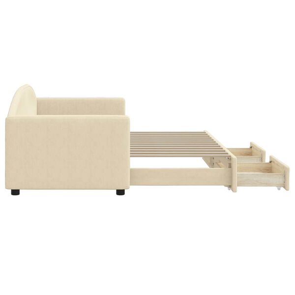 vidaXL Divano Letto Estraibile con Cassetti Crema 80x200 cm in Tessuto