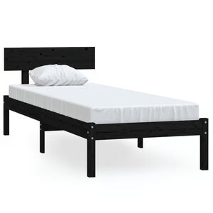 vidaXL Giroletto Nero in Legno Massello di Pino 90x190 cm Single